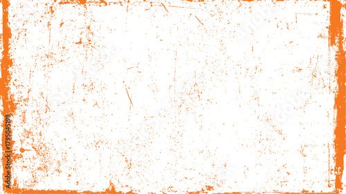 Orange distressed grunge texture with white background and rough edges for abstract design elements vector