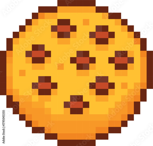 Pixel Art Chocolate Chip Cookie Icon