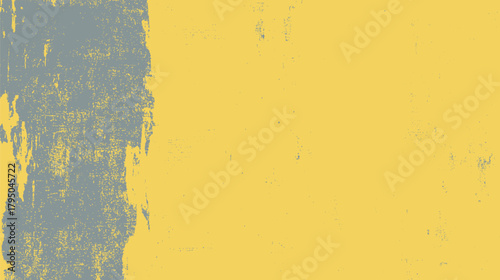 Textured abstract background with distressed grey vertical stripe and scattered grey speckles on a yellow surface