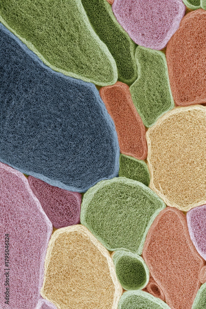 Fototapeta premium Soft cellular composition with interlocking organic forms and subtle layered textures