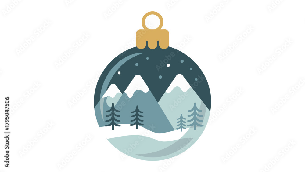 Obraz premium Festive Ornament: A charming illustration captures the serene beauty of a winter wonderland, a delicate Christmas ornament.