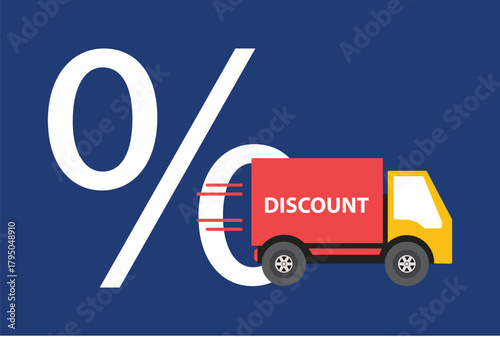 Shipping discount and free shipping concept. Promotions and price reduction offers for delivery services