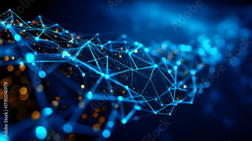 Blue and Gold Digital Network Weave