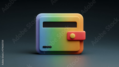 Colorful, minimalistic crypto wallet icon with simple gradient design on dark background