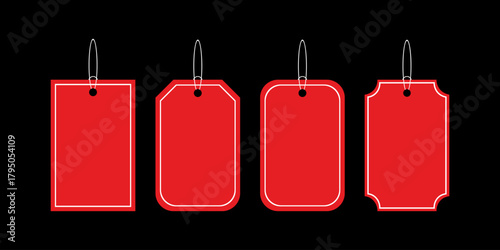 Set of price tag. Sale and New Label collection set in red color