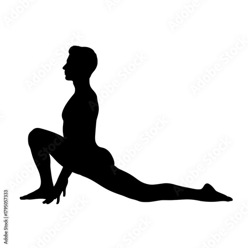 Dynamic Silhouette Person Anjaneyasana Low Lunge Yoga Pose Strength Stretch Mindfulness