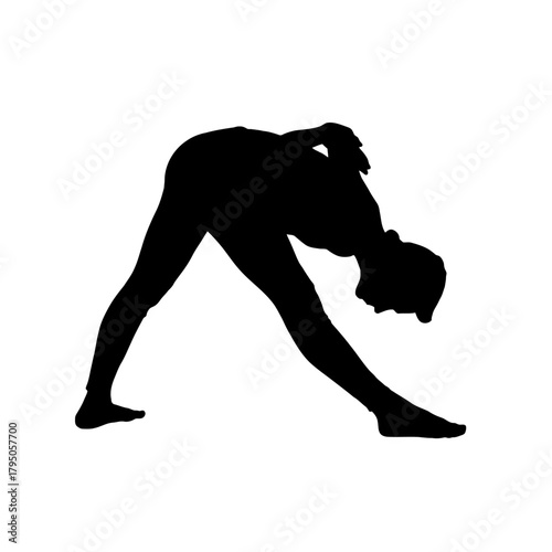 Dedicated Person Silhouette Practicing Parsvottanasana Pyramid Pose Isolated White Background