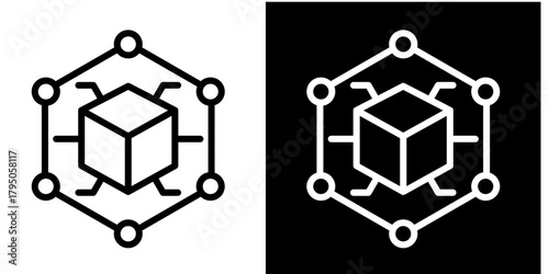 Blockchain Technology  Icon Set White Style Collection