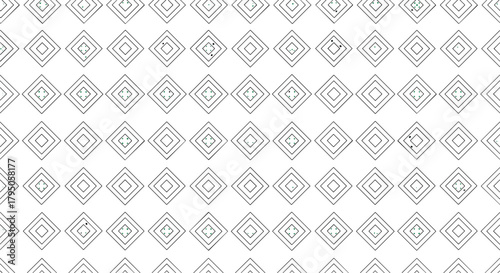 A minimalist geometric pattern featuring rows of interconnected diamond shapes with subtle internal designs on a clean white background.