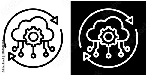 Process Automation  Icon Set White Style Collection
