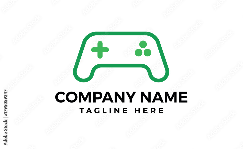 Fototapeta premium A game controller logo with a red border and a white background