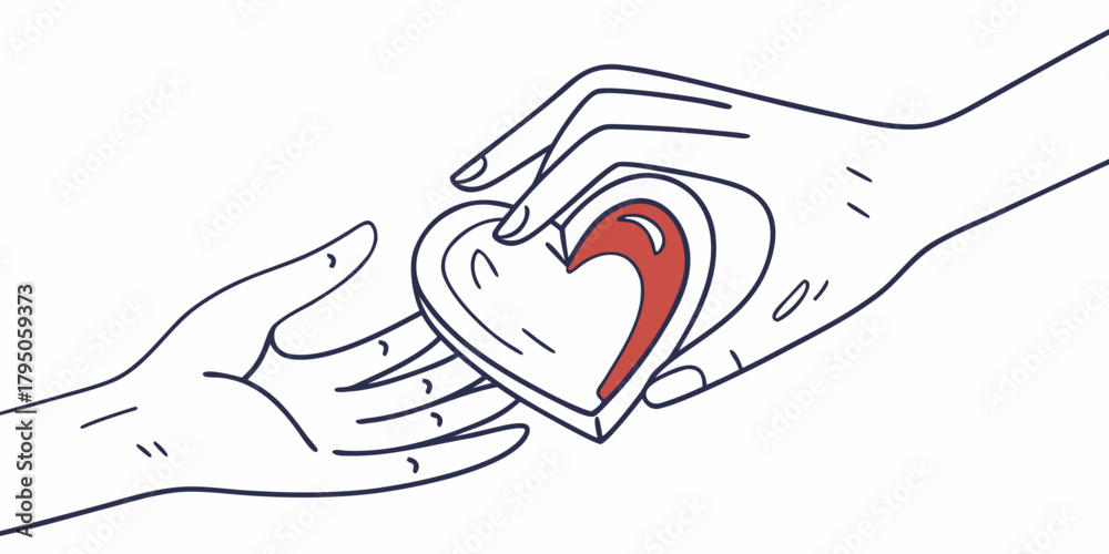 Obraz premium Line art of hands holding a heart