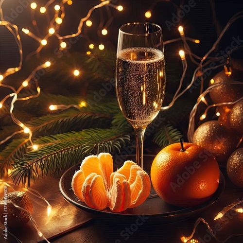 Christmas tree with candles and gifts,  celebration