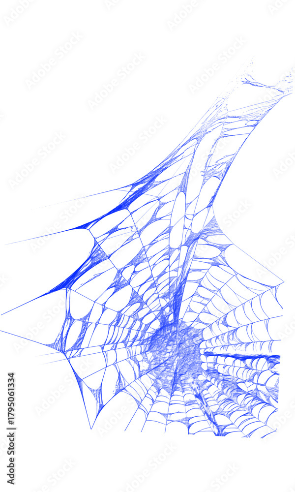 Obraz premium Blue spiderweb design with intricate threads for spooky decor