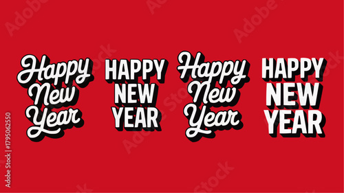 New Year's Greetings: A vibrant red backdrop serves as a canvas for the warm wishes of 'Happy New Year', a timeless message of hope and fresh beginnings.