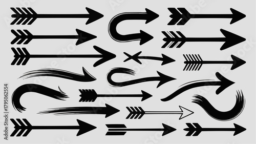 Arrow Collection: A diverse collection of arrows in various styles and directions, perfect for pointing, guiding, and adding visual interest to any project.