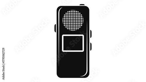 Digital voice recorder icon for audio capture, sound recording, and dictation device Vector