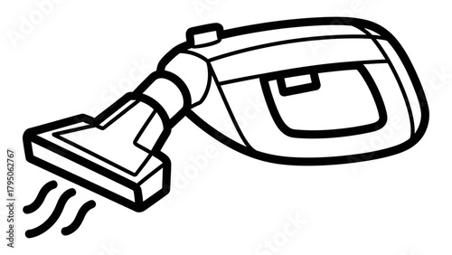 Handheld car vacuum cleaner line art icon for vehicle interior cleaning and detailing. Vector