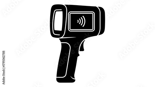 Infrared thermal camera gun for temperature scanning and measurement icon digital tool Vector