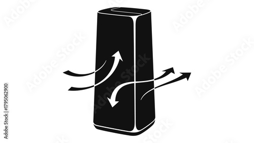 Smart air purifier diagram showcasing filtration process and clean air circulation technology Vector