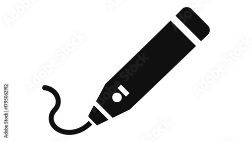 Three dimensional printing pen icon with filament line, modern creative technology tool for design. Vector