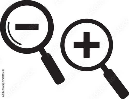 Magnifying glass zoom out zoom in icons minus symbol plus symbol
