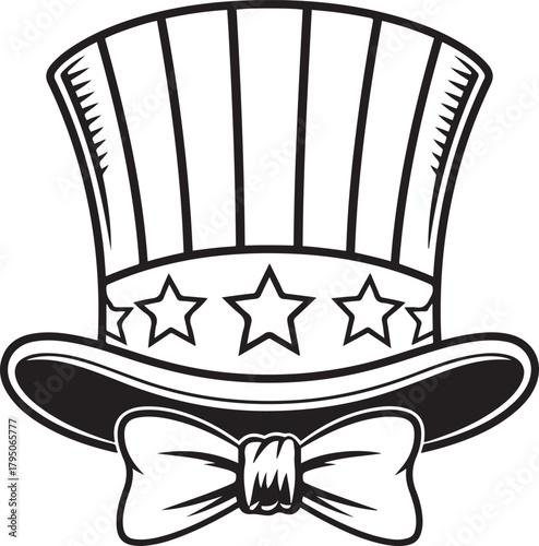 Patriotic Uncle Sam Hat Vector Illustration for Fourth of July