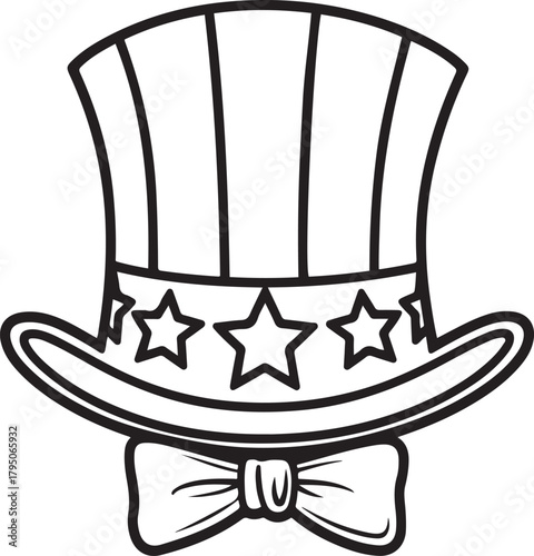 Patriotic Uncle Sam Hat Vector Illustration for Fourth of July