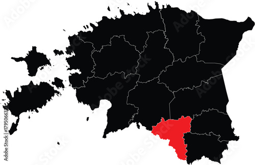 Vector Map of Valga County on Estonia Map