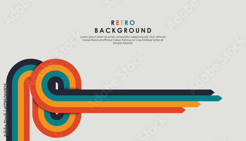 Retro vintage 70s style stripes background poster lines. shapes vector design graphic 1970s retro background. abstract stylish 70s era line frame illustration	