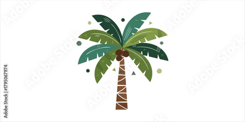 Green palm tree A bold yet minimalist composition with handcrafted textures, geometric forms, and clean color blocks. A modern and elegant design that balances simplicity with artistic warmth on white