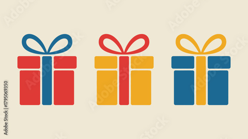 Colorful gift boxes for birthdays and holidays create a cheerful and festive mood, perfect for party invitations and seasonal promotions.