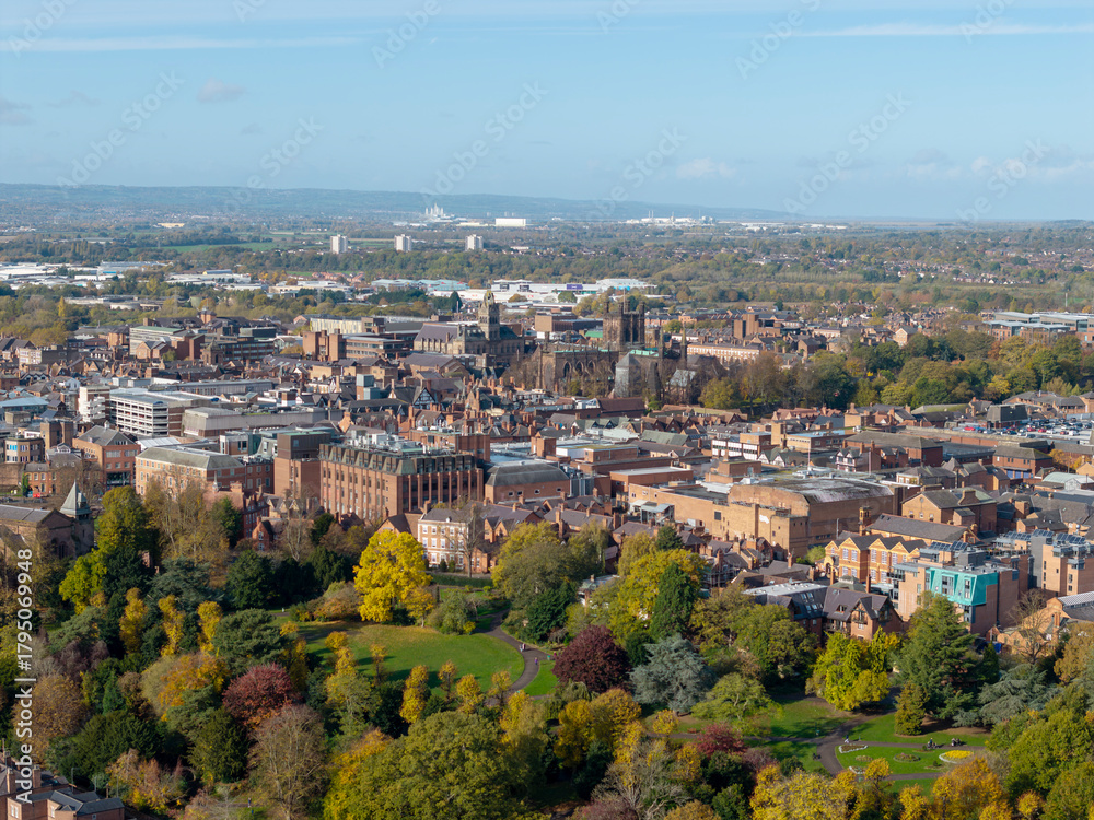 Obraz premium Grosvenor Park towards Chester city centre, Cheshire, England