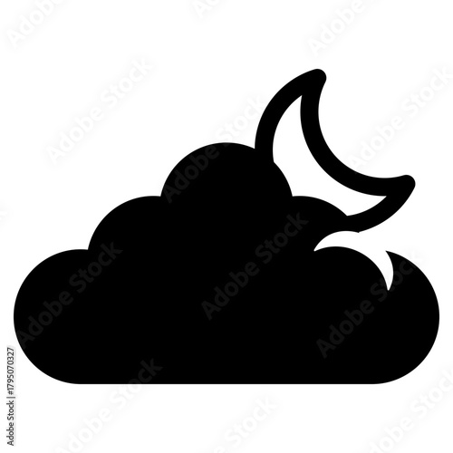 cloud with crescent moon icon