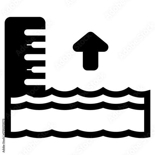 high tide sea with gauge icon
