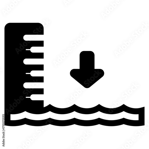 low tide sea with gauge icon
