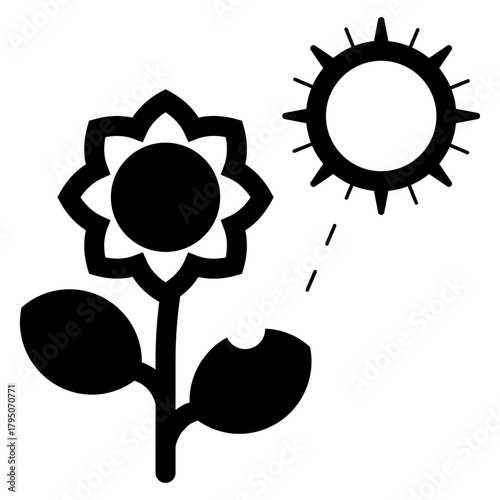 sunflower plant with sunshine icon