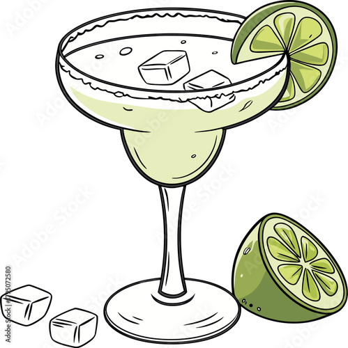 Elegant retro vector illustration of a martini cocktail with an olive on a stick, standing on a bar counter. Perfect for bar menus, restaurants, cocktail parties, drink promotions, and holiday designs