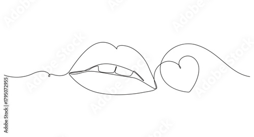  Lips outline icon continuous one line drawing minimalist style isolated illustration