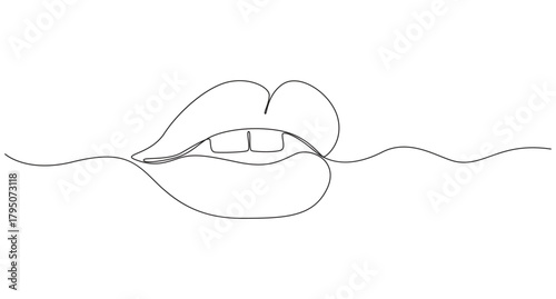  Lips outline icon continuous one line drawing minimalist style isolated illustration