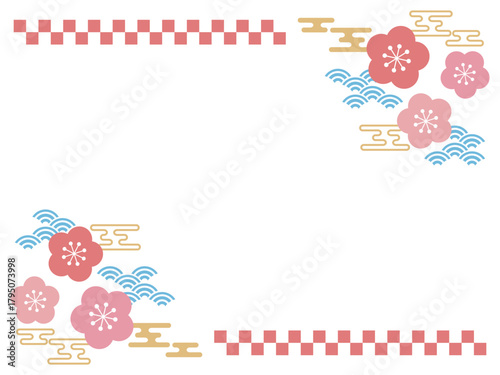 レトロポップなお正月のフレーム　横位置