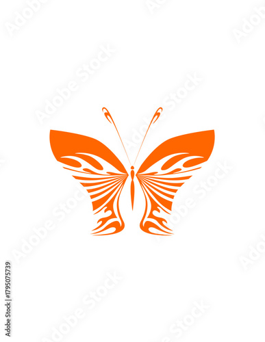 Butterfly icon vector on white background. Butterfly orange silhouette. Beautiful insect. Vector AI