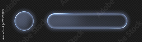 Liquid glass vector buttons. UI white glowing interface element with blur effect. Modern web design.