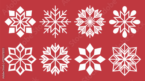 Elegant white snowflake designs bring festive winter charm and holiday cheer to any seasonal project, creating a magical snowy atmosphere.