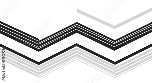 Abstract geometric zigzag pattern with dynamic layered lines in grayscale tones