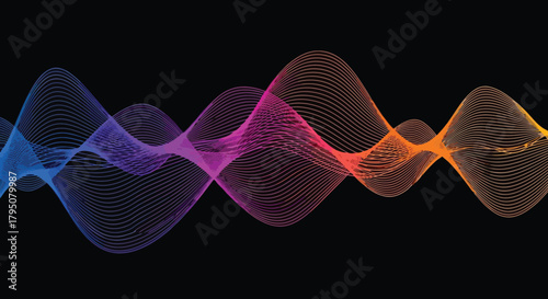 Abstract Colorful Sound Wave Illustration on a Dark Background