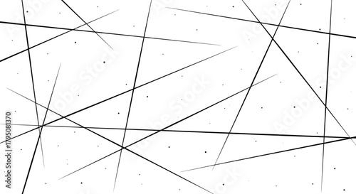 Modern abstract geometric design featuring a chaotic network of random intersecting black lines on a clean white background