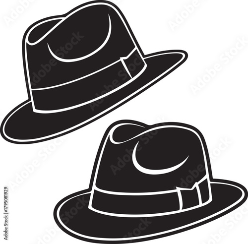 Stylish Fedora Hat Silhouette Icon Vintage Fashion Vector Design