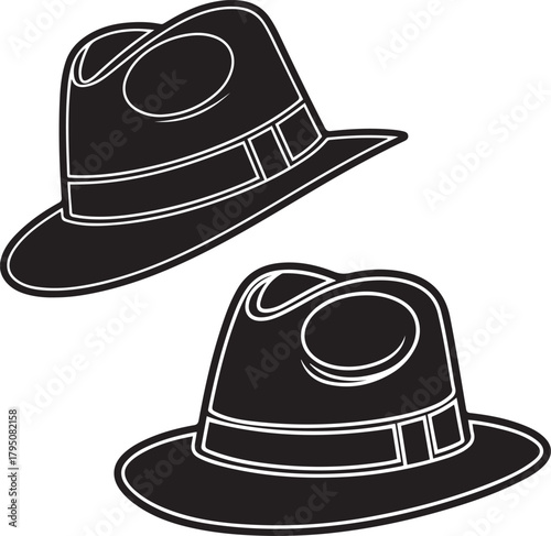 Stylish Fedora Hat Silhouette Icon Vintage Fashion Vector Design