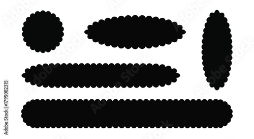 Collection of decorative borders with scalloped edges for graphic design